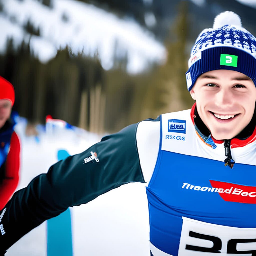 Jeune homme en compétition de ski